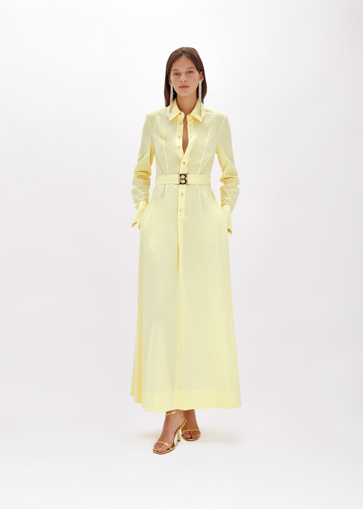 Long Dress in poplin with belt