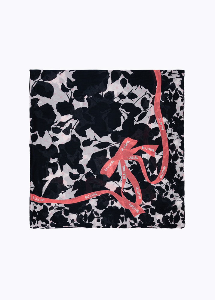 Floral print bi-color Foulard scarf