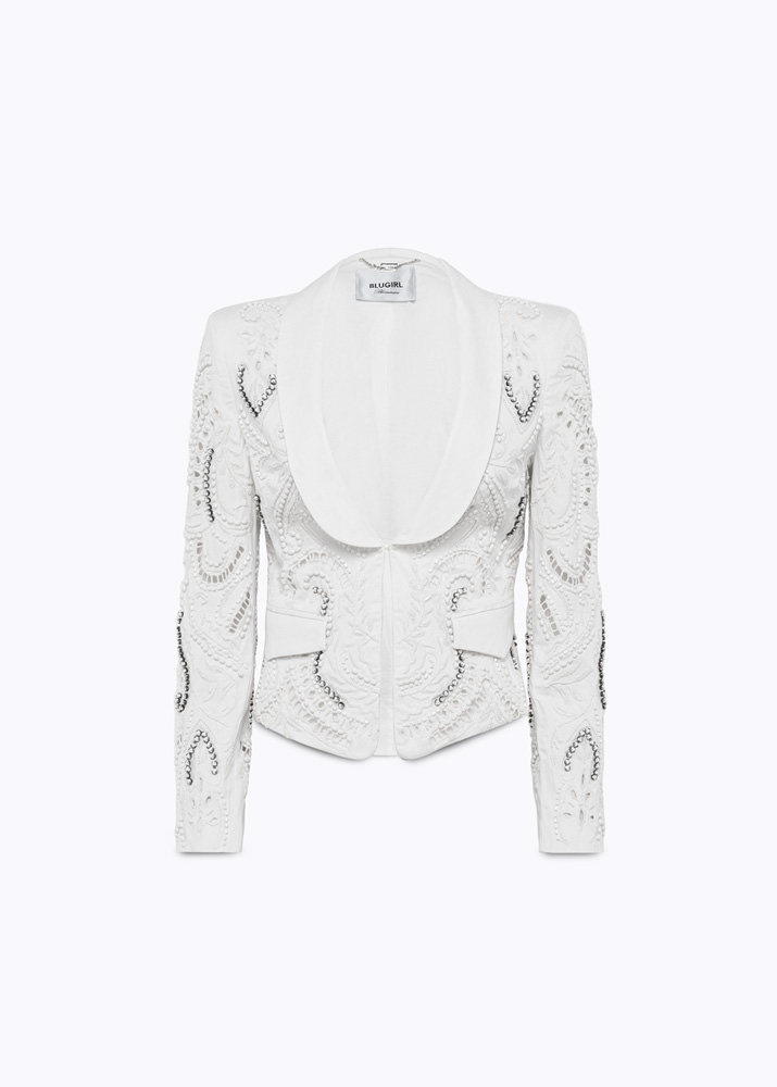 Broderie anglaise cotton jacket with embroidery