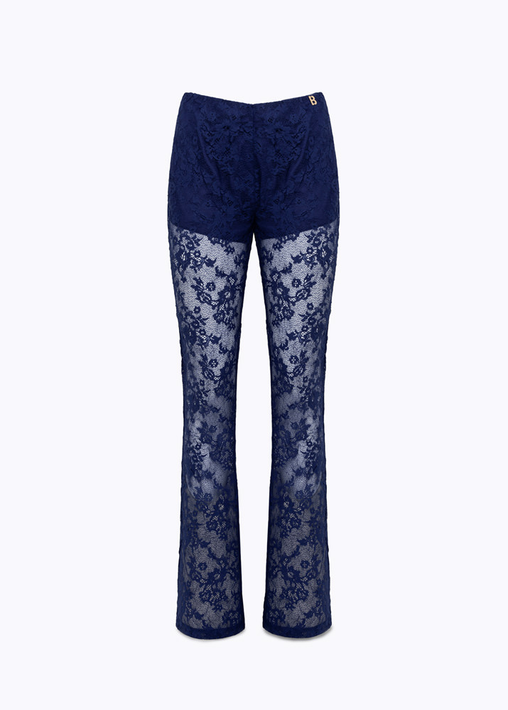 Flared pants in stretch lace