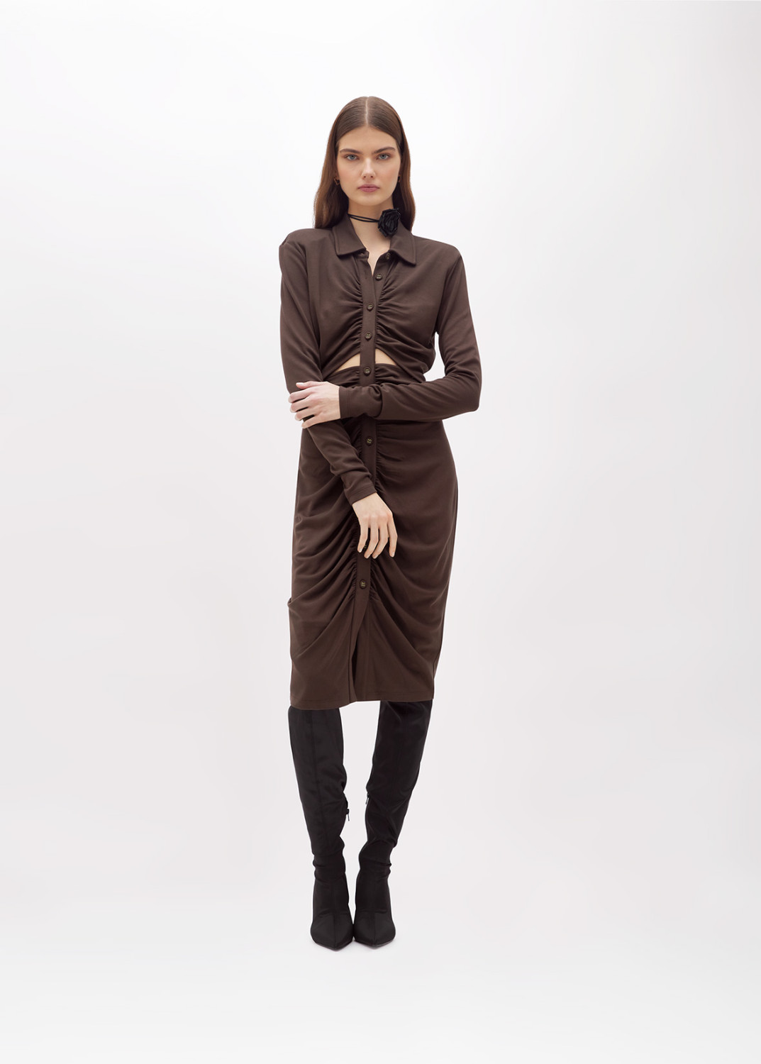 BLUGIRL: JERSEY SHIRT DRESS WITH GATHERING