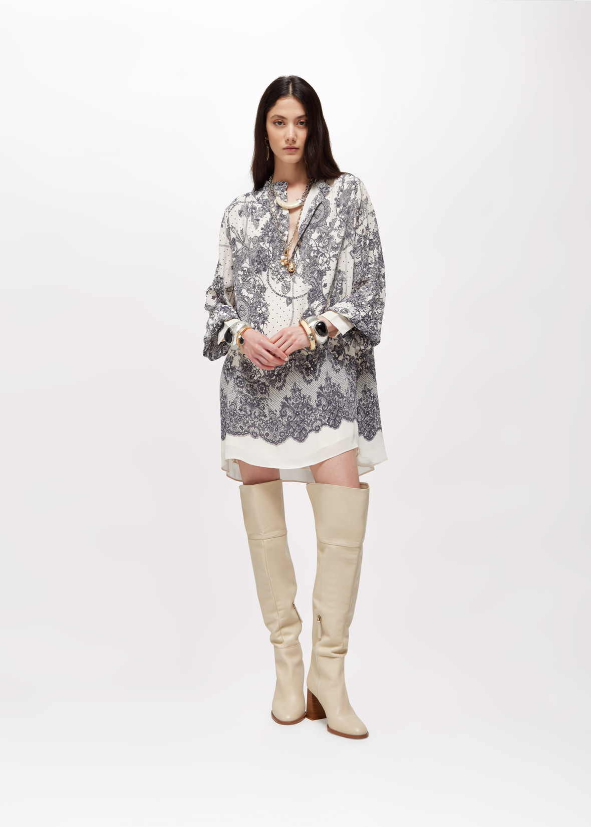 blugirl lace dress Blugirl Woman Dress With Lace Print And Sash White 44