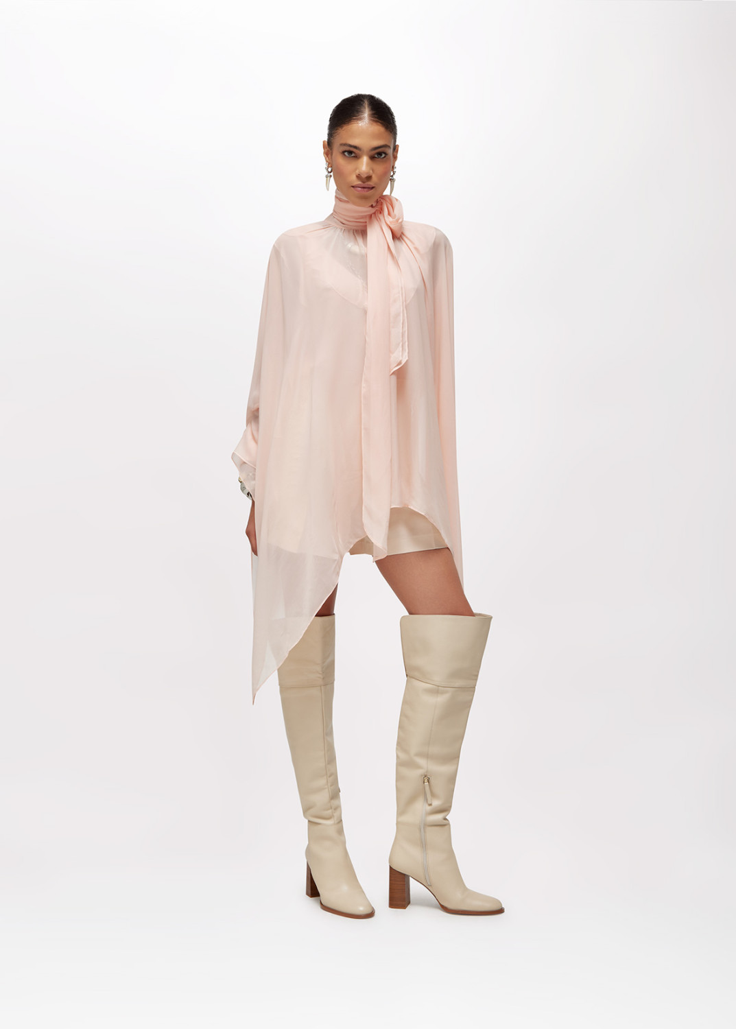 BLUGIRL: GEORGETTE MINI DRESS WITH TIE-NECK