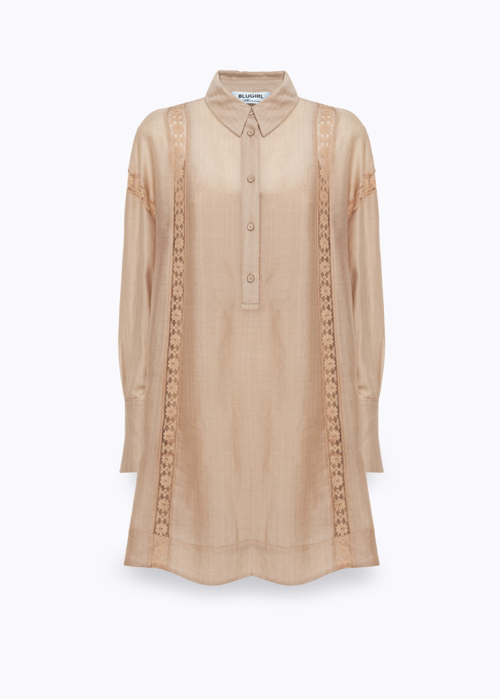 LYOCELL AND LACE MINI DRESS