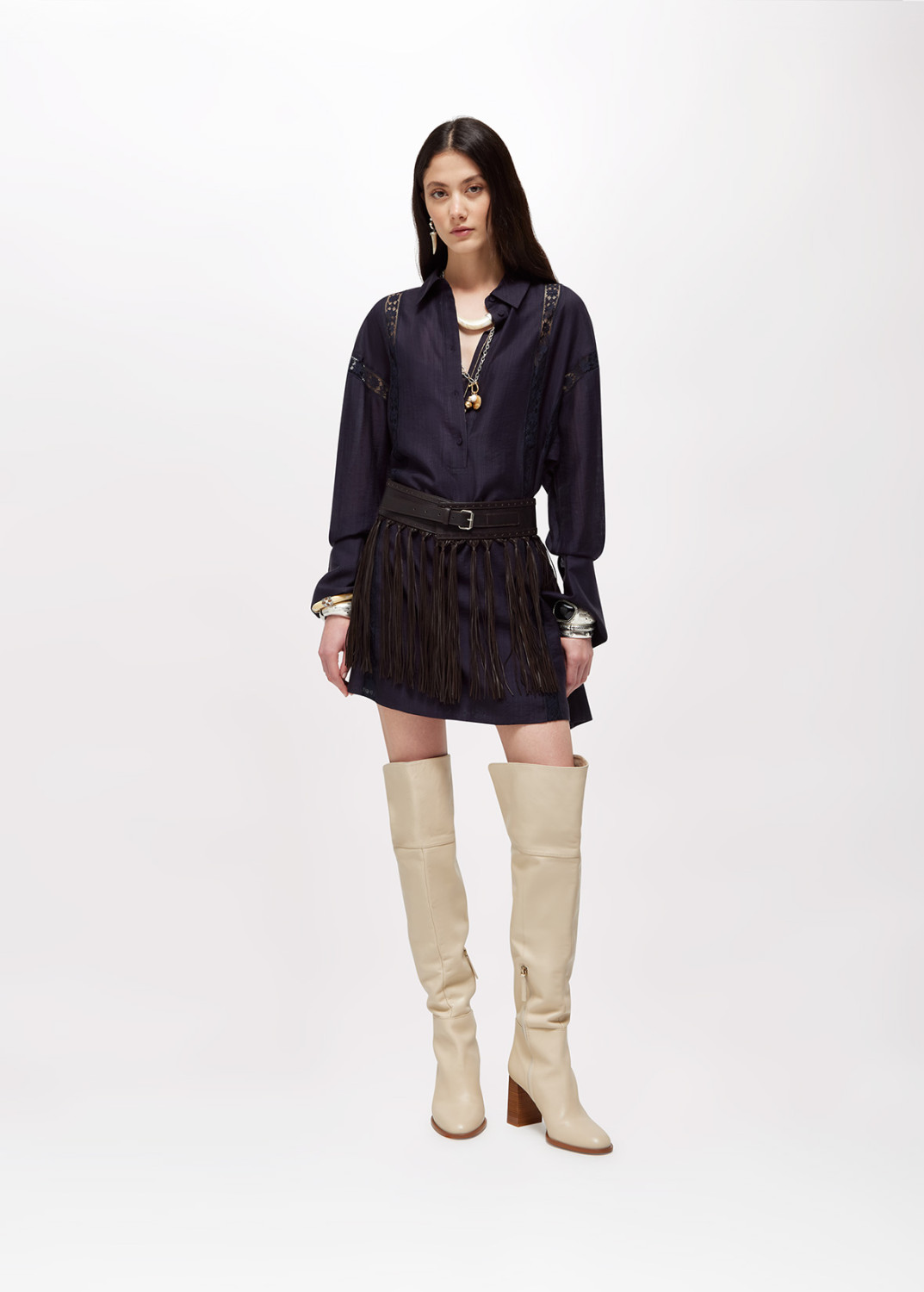 BLUGIRL: LYOCELL AND LACE MINI DRESS