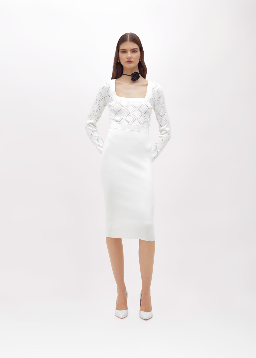 BLUGIRL: STRAPLESS KNITTED DRESS WITH RHINESTONES