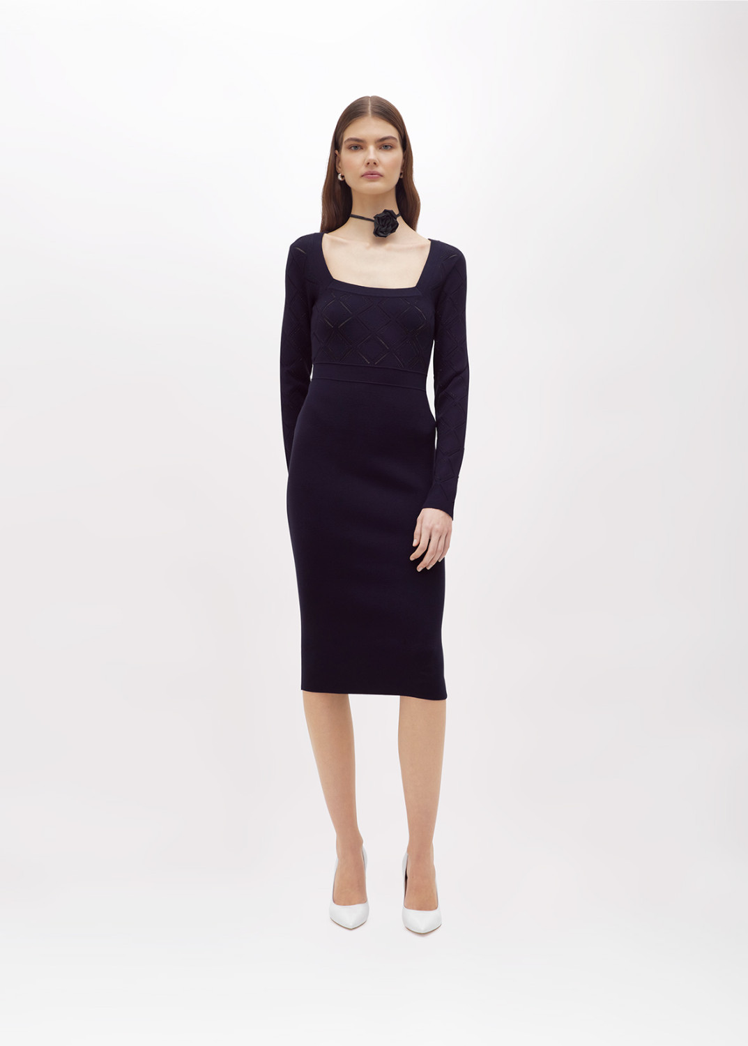 BLUGIRL: KNIT PENCIL DRESS WITH RHINESTONES