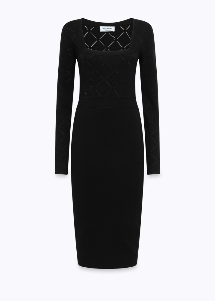 KNITTED BODYCON DRESS WITH RHINESTONES