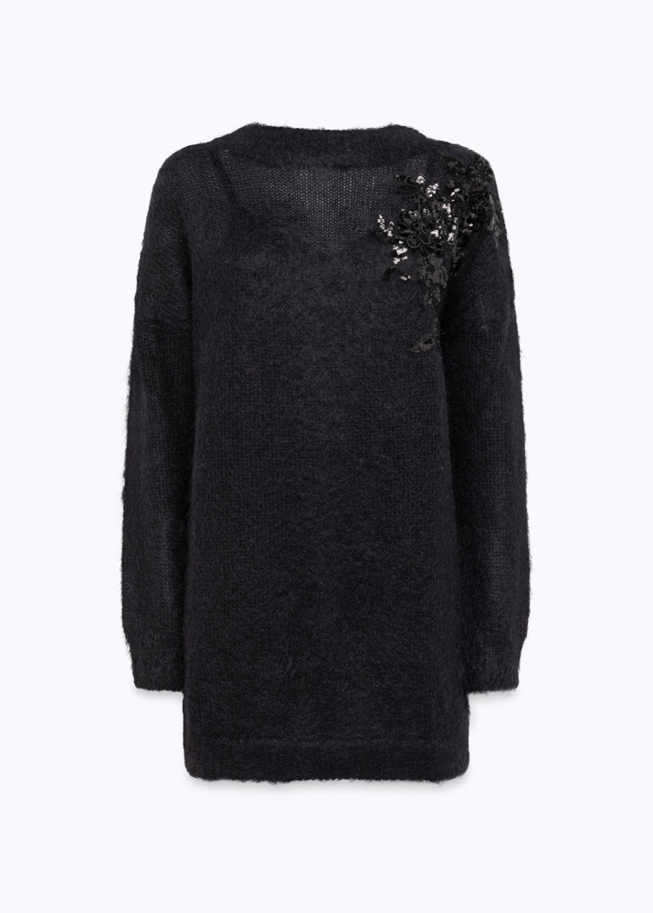 ABITO IN MOHAIR CON RICAMO PATCH