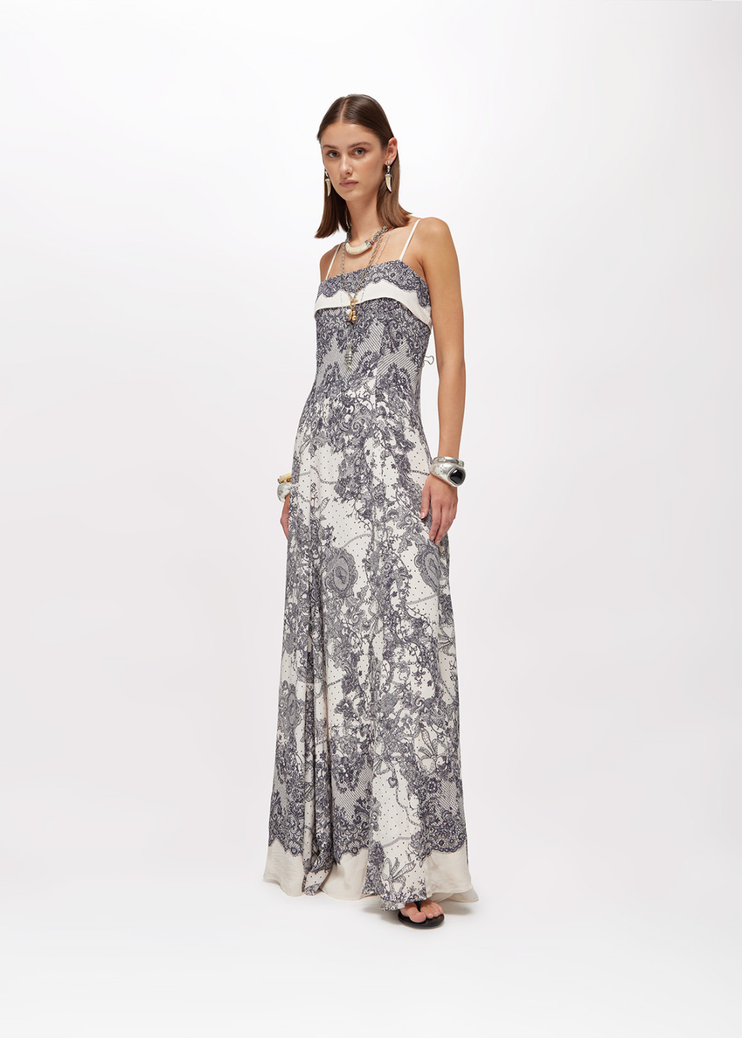 BLUGIRL: ABITO LUNGO CON STAMPA PIZZO