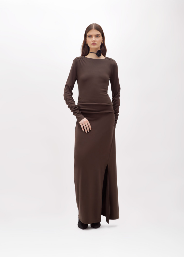 ABITO LUNGO IN JERSEY CON ARRICCIATURA