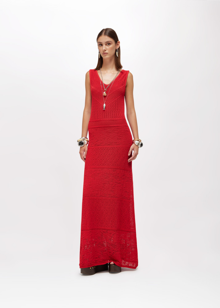 LONG COTTON-BLEND KNIT DRESS