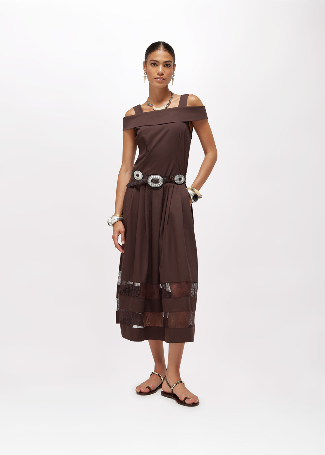 BLUGIRL: COTTON AND LACE MIDI DRESS