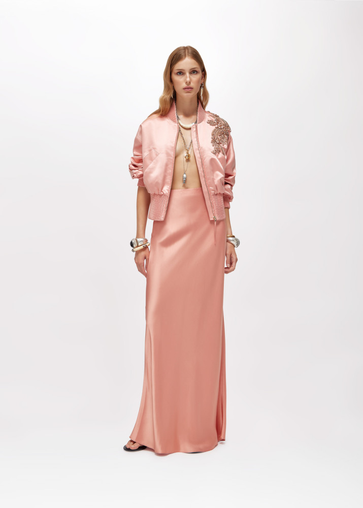 BOMBER CORTO IN DUCHESSE CON RICAMO