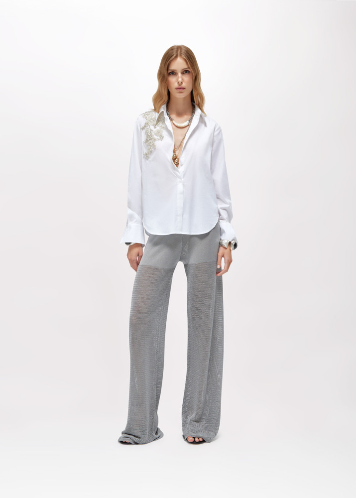 POPLIN SHIRT WITH CRYSTAL EMBROIDERY