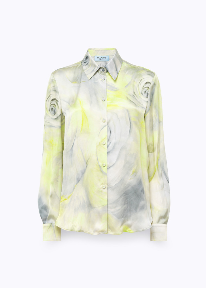 CAMICIA IN RASO CON STAMPA ROSE