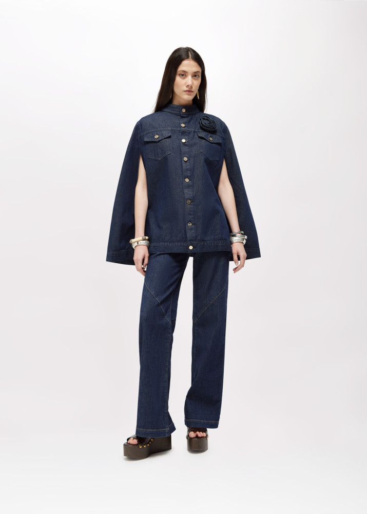 DENIM CAPE WITH ROSE