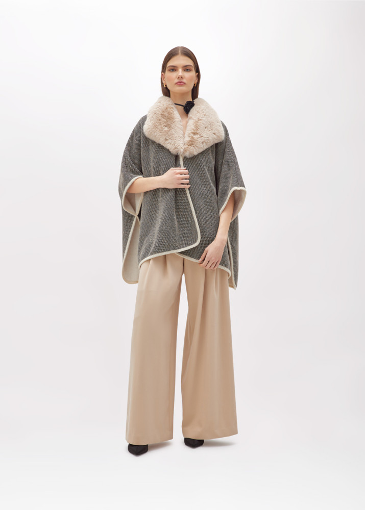 KNIT HOODIE AND FAUX FUR