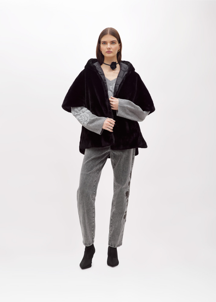 REVERSIBLE FAUX FUR HOODIE