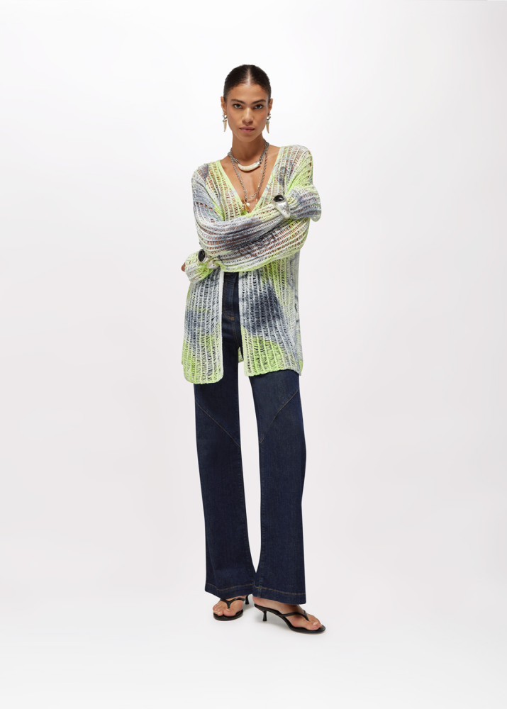 MESH CARDIGAN WITH ROSE PRINT