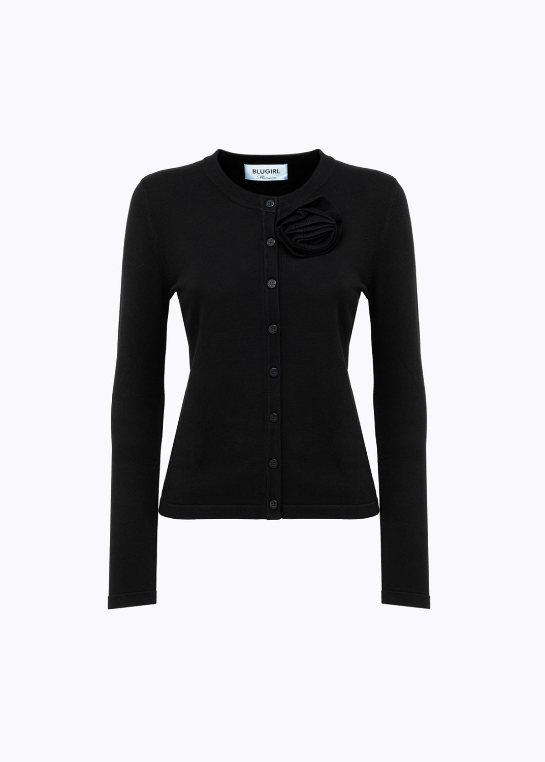 BLUGIRL: STRIPED CARDIGAN WITH ROSE BROOCH