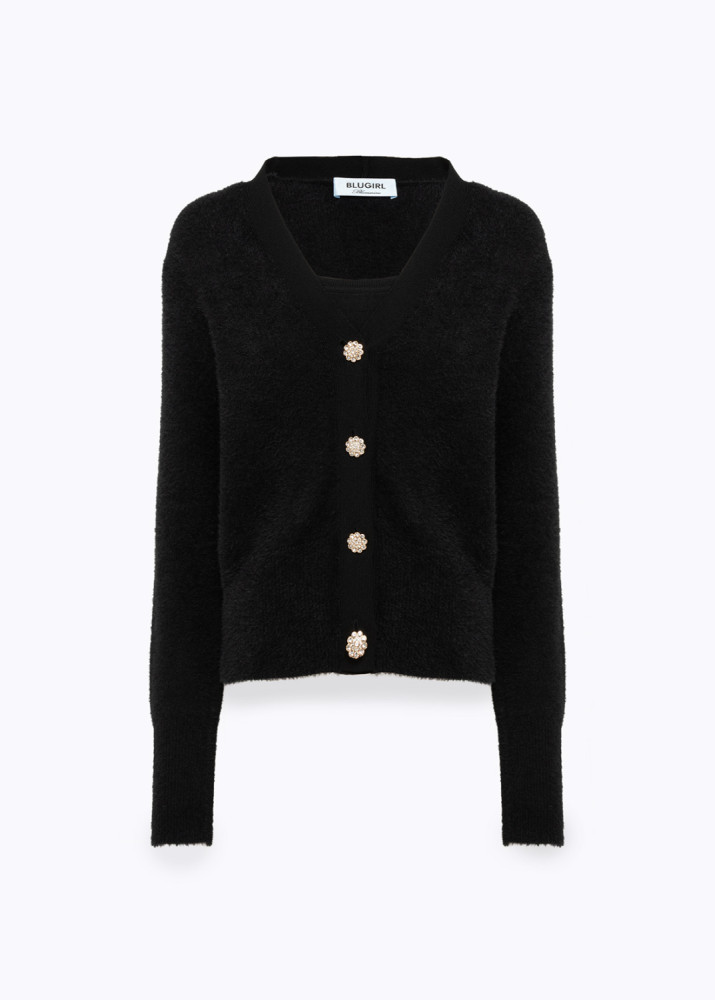 CARDIGAN AND TOP IN FUR-EFFECT YARN