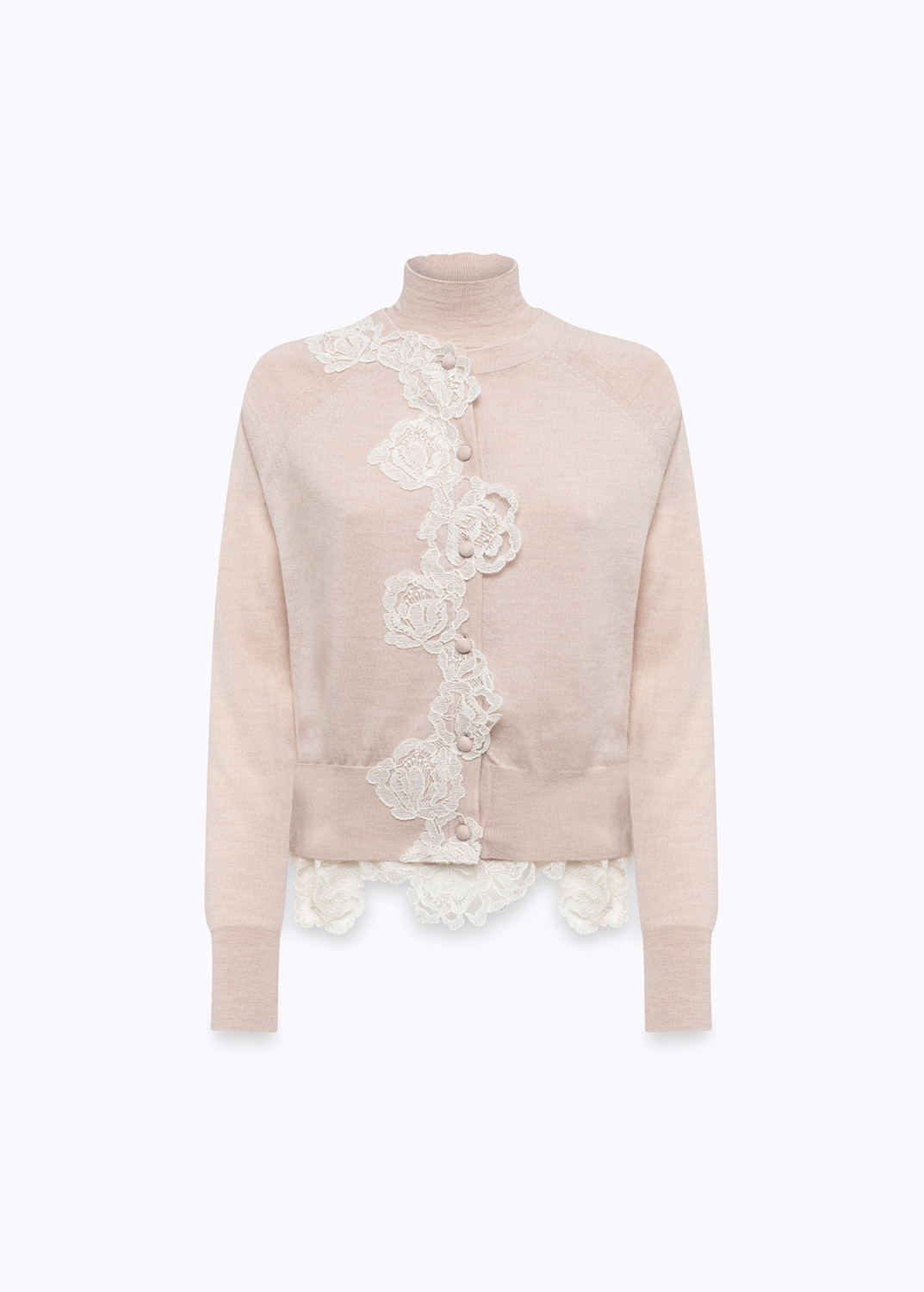 BLUGIRL: WOOL CARDIGAN AND TURTLENECK TOP WITH LACE