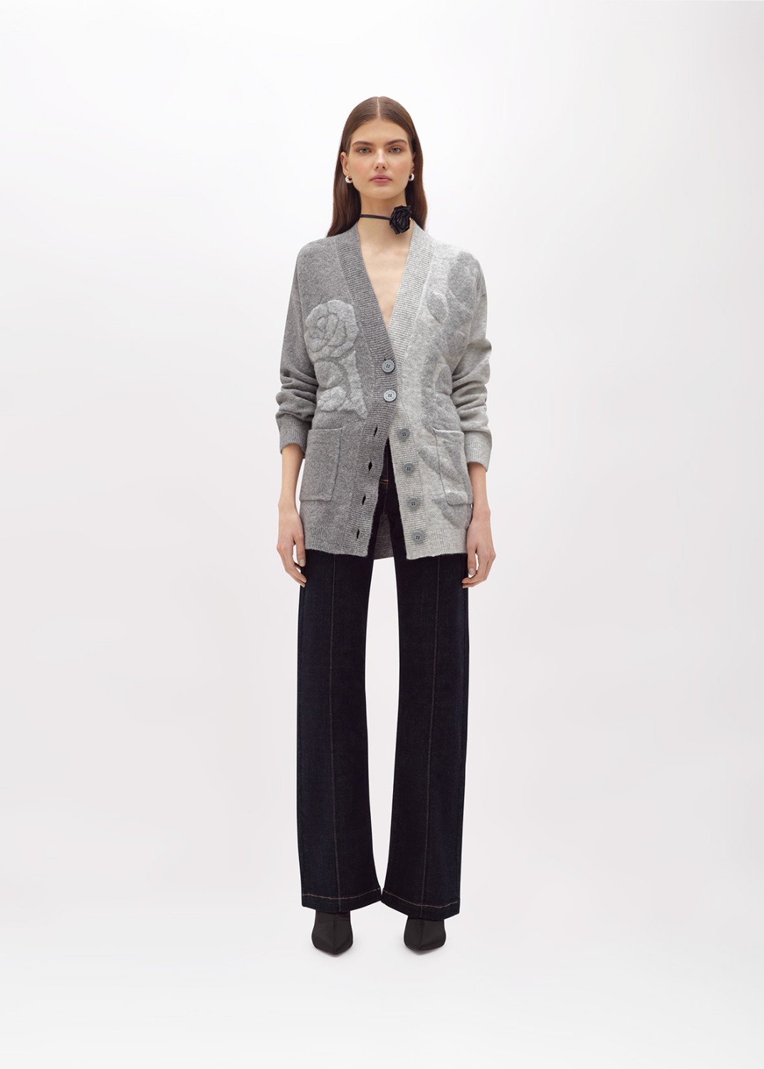 BLUGIRL: JACQUARD CARDIGAN WITH ROSE INTARSIA