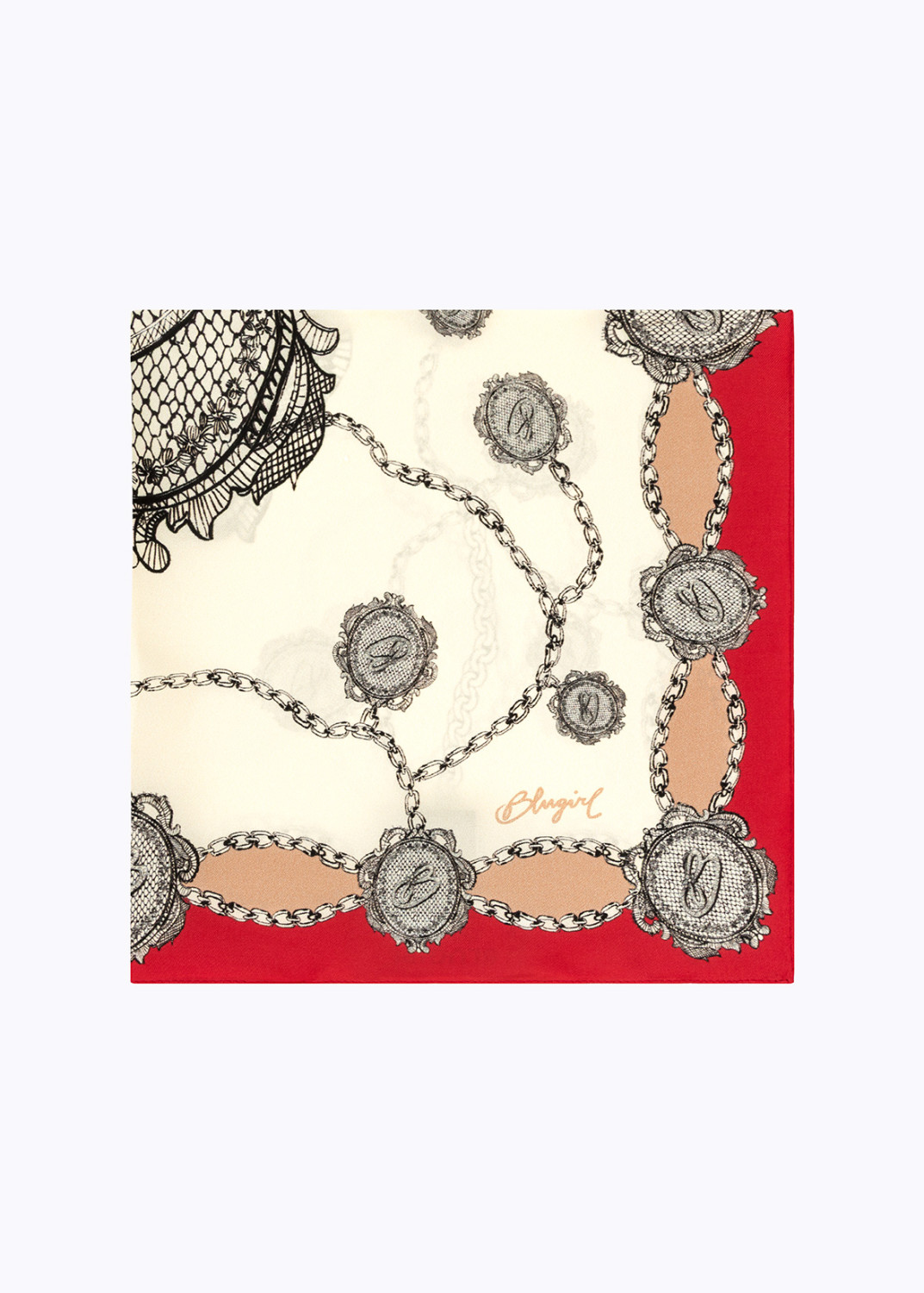 BLUGIRL: SCARF WITH LACE-EFFECT PRINT AND LOGO