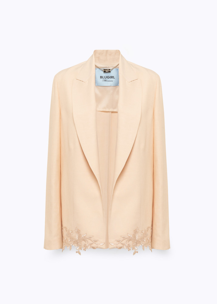 BOXY JACKET IN LINEN BLEND WITH LACE