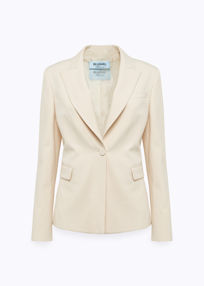 GIACCA IN FLANELLA E TOP IN PIZZO