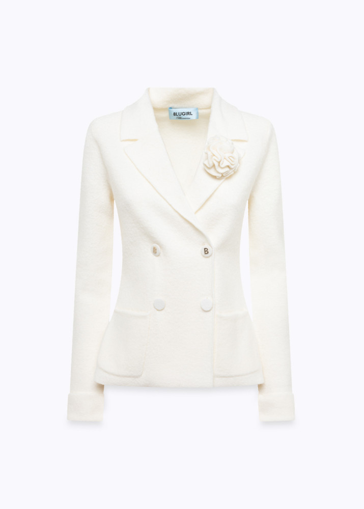 JACQUARD KNIT JACKET WITH PIN