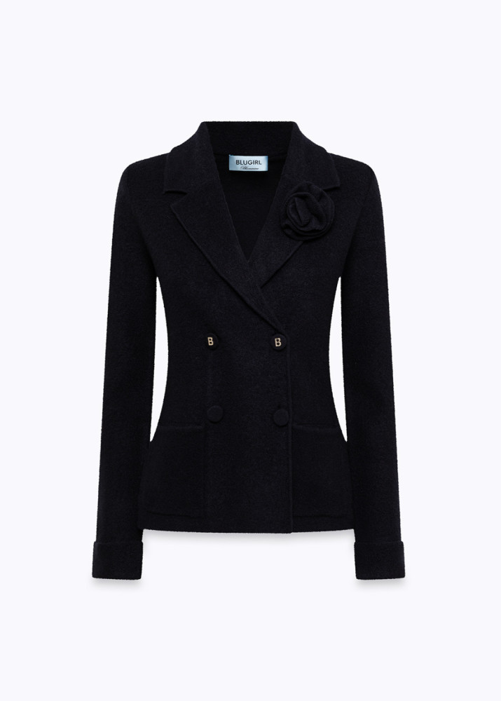 JACQUARD KNIT JACKET WITH PIN