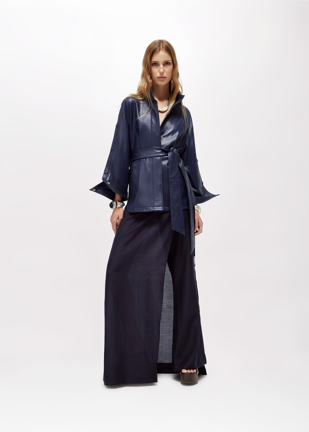 BLUGIRL: GIACCA IN PELLE CON CINTURA