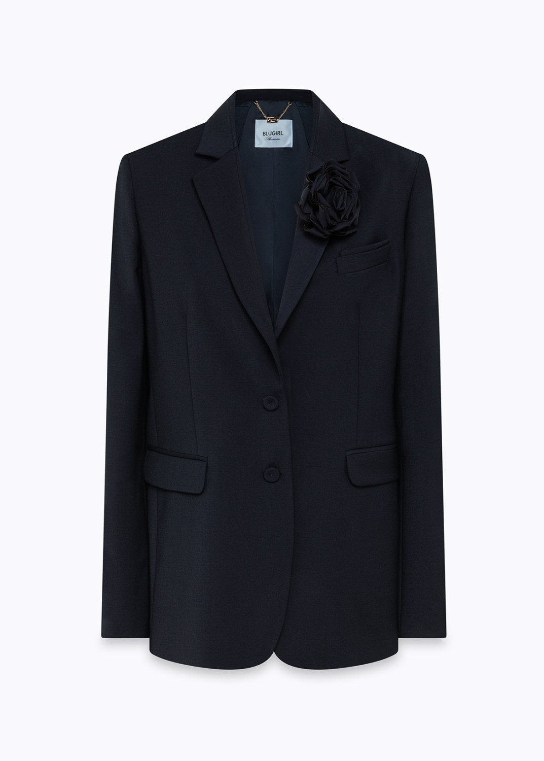 BLUGIRL: OVERSIZED WOOL BLAZER WITH ROSE BROOCH