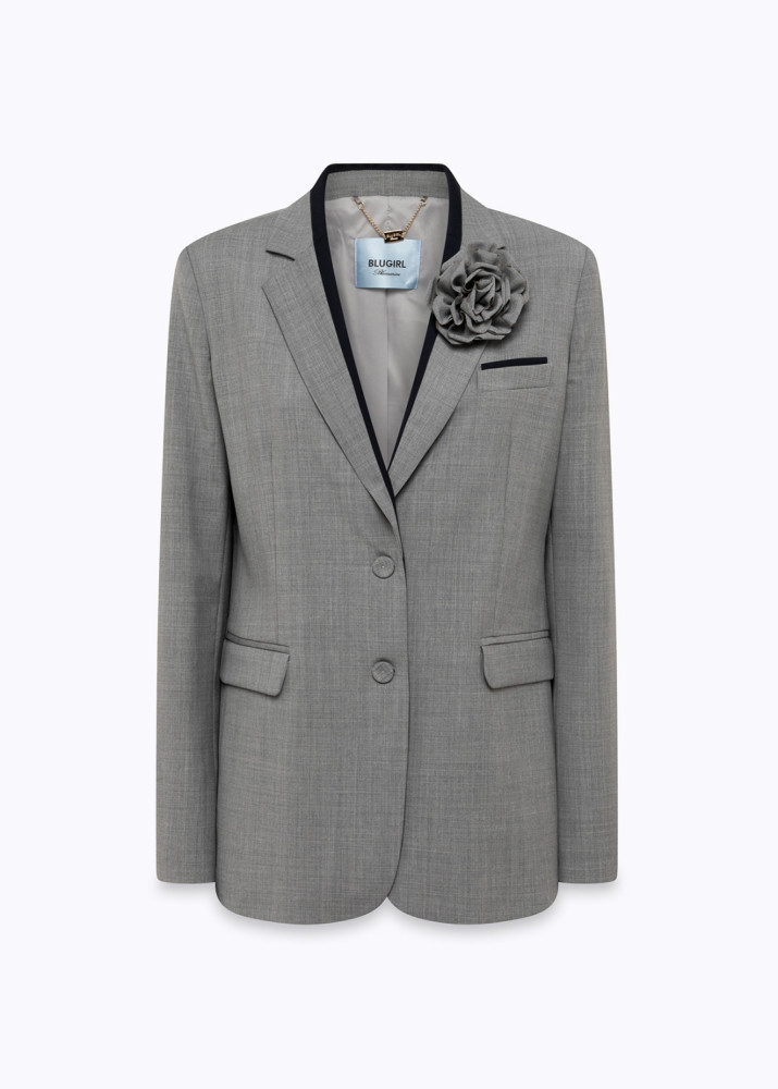 GIACCA OVER IN FRESCO DI LANA CON ROSA