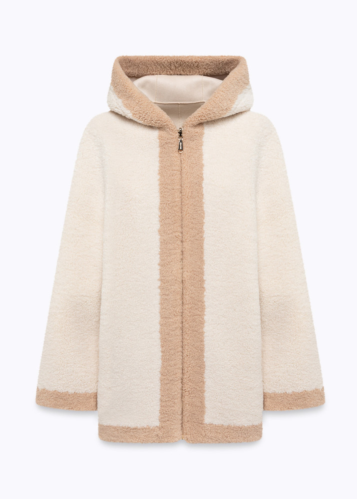 SHEEPSKIN EFFECT COAT WITH LOGO