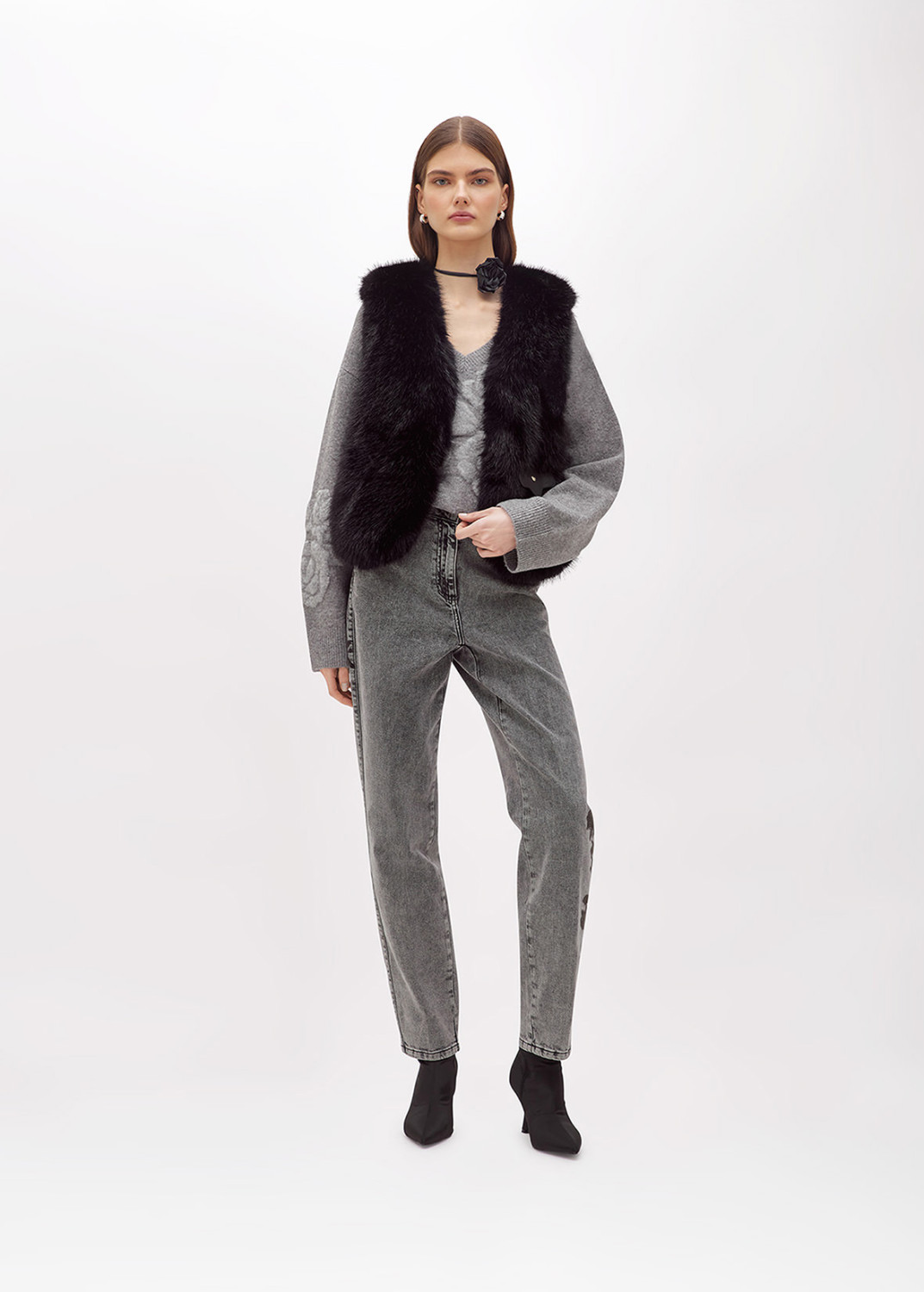 BLUGIRL: FAUX FUR VEST WITH ROSE