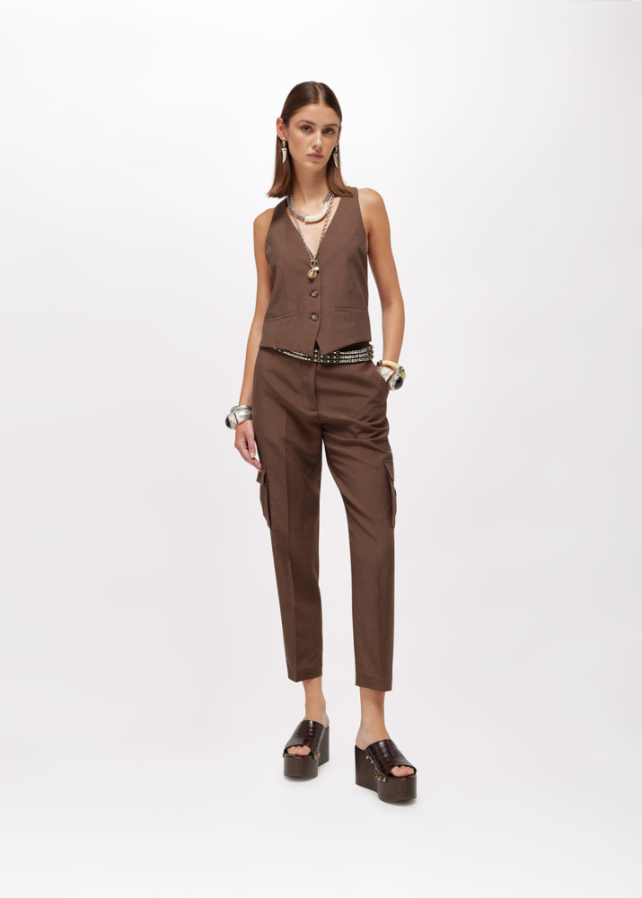 GILET IN LINO CON RICAMO