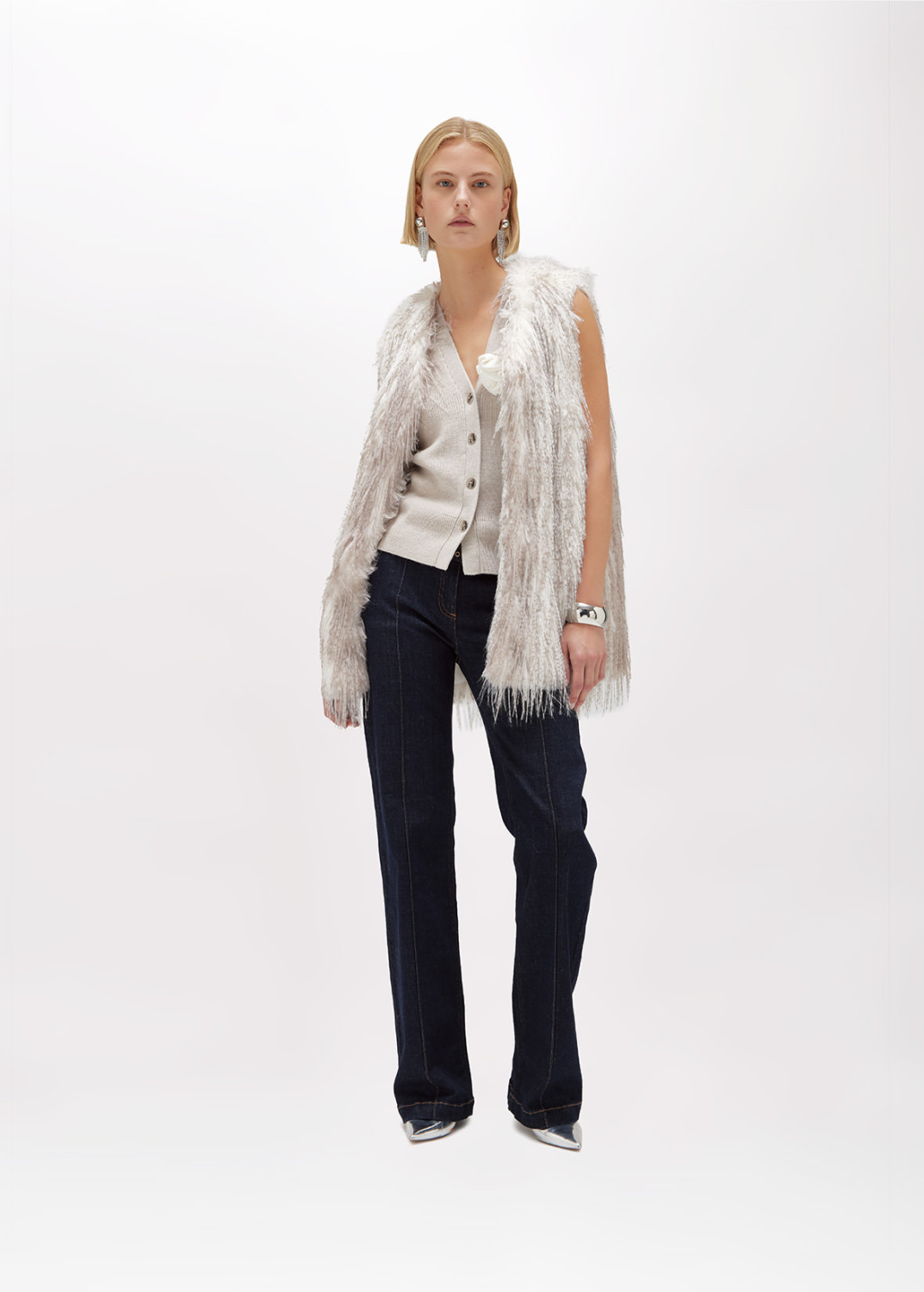 BLUGIRL: WOOL KNIT VEST WITH PIN