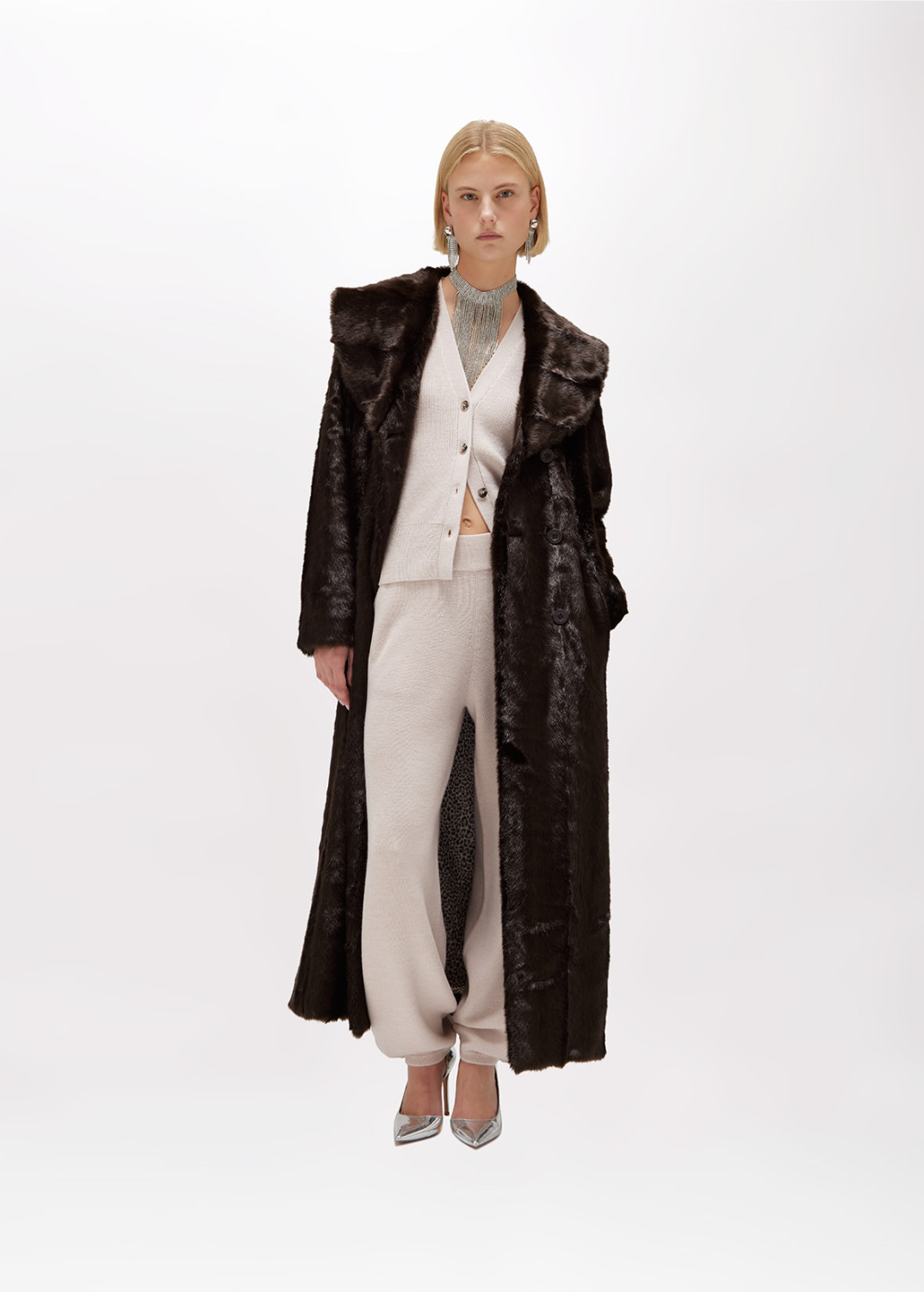 BLUGIRL: GILET IN MAGLIA DI LANA CON SPILLA