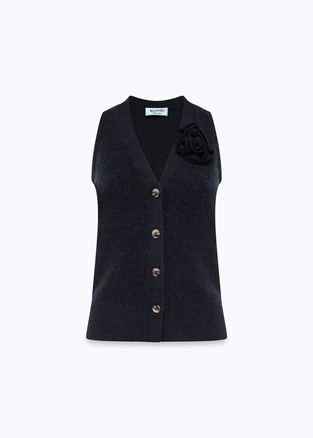 BLUGIRL: WOOL KNIT VEST WITH PIN