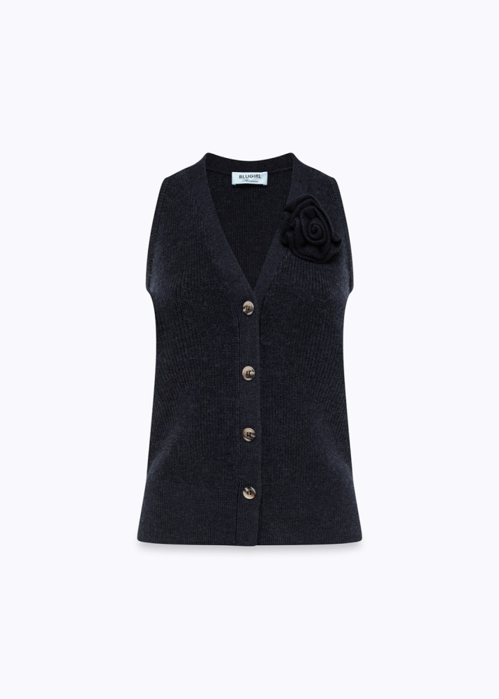 WOOL KNIT VEST WITH PIN