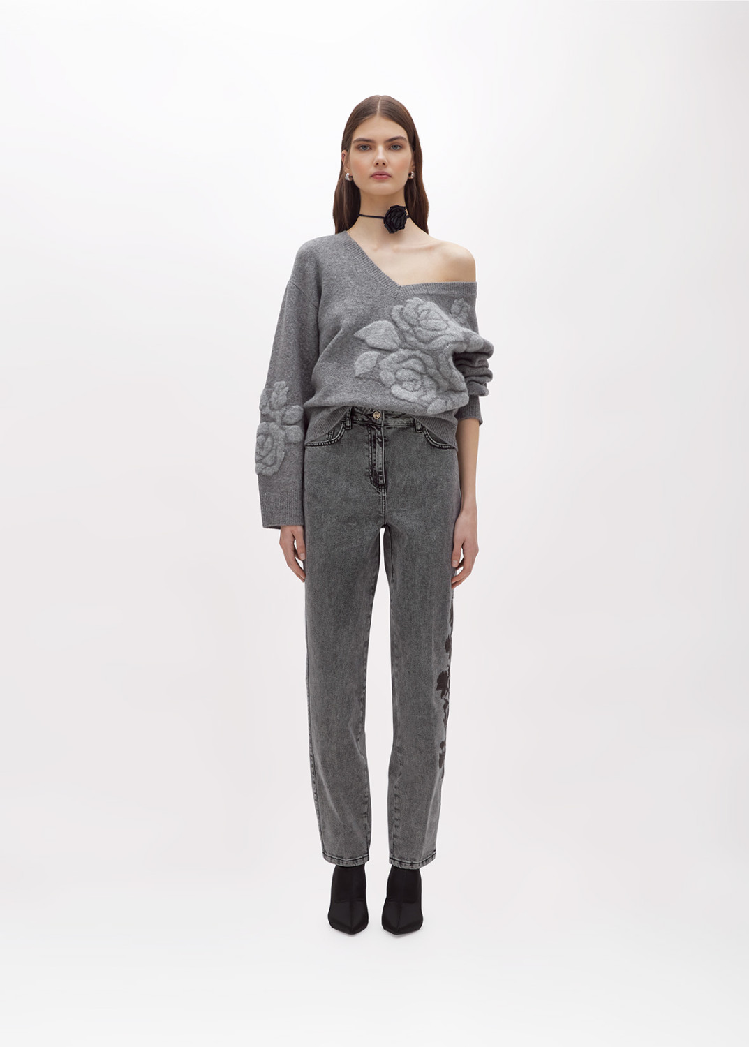 BLUGIRL: STRETCH DENIM JEANS WITH EMBROIDERY