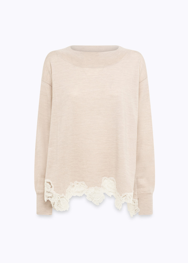 MAGLIA IN LANA CON PIZZO