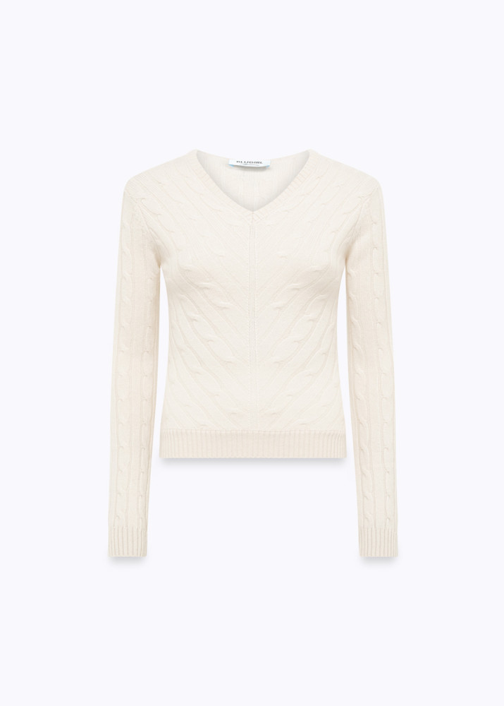 Wool and Cashmere Sweater with Braids