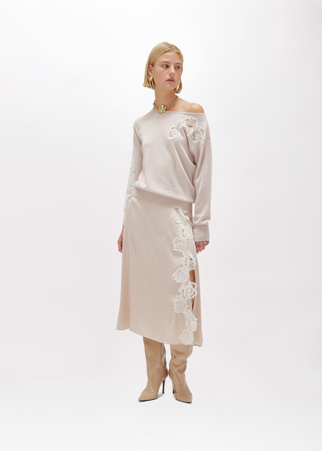 BLUGIRL: MAGLIA IN LANA E PIZZO