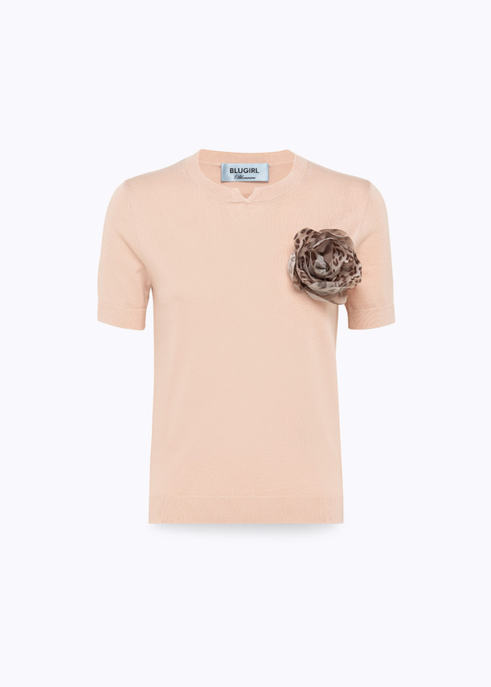 MAGLIA IN LYOCELL E COTONE CON SPILLA