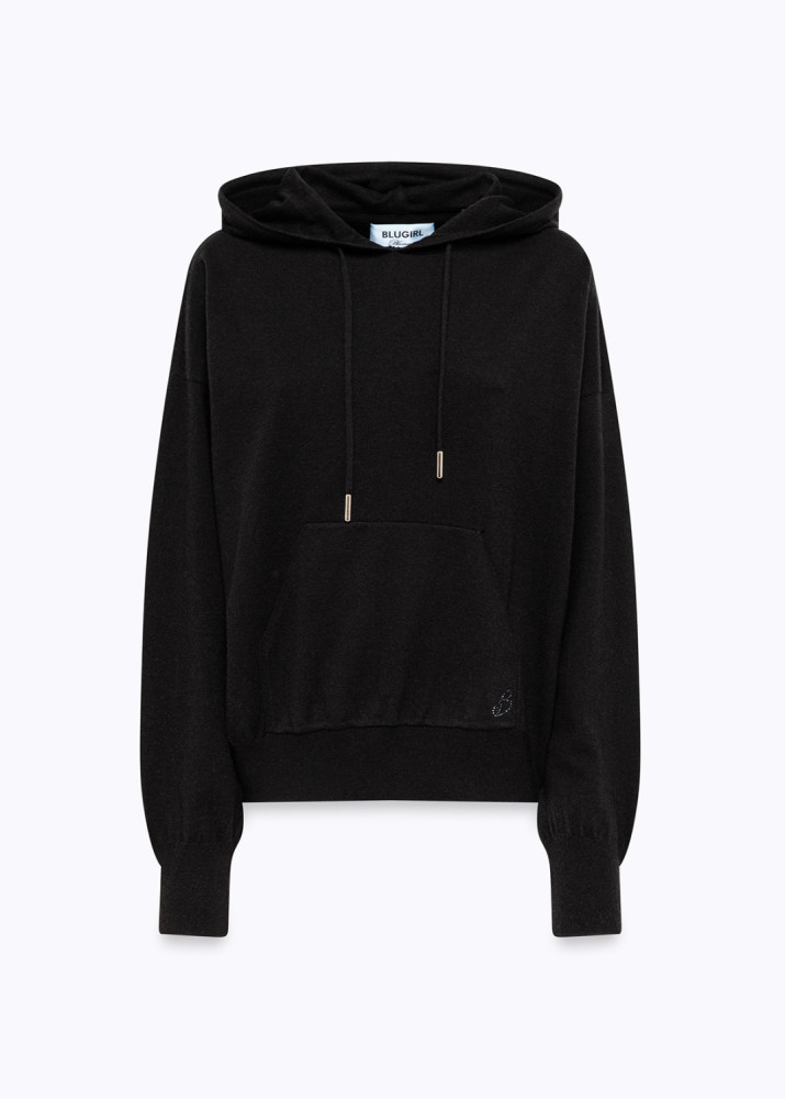 VISCOSE SWEATER WITH HOOD