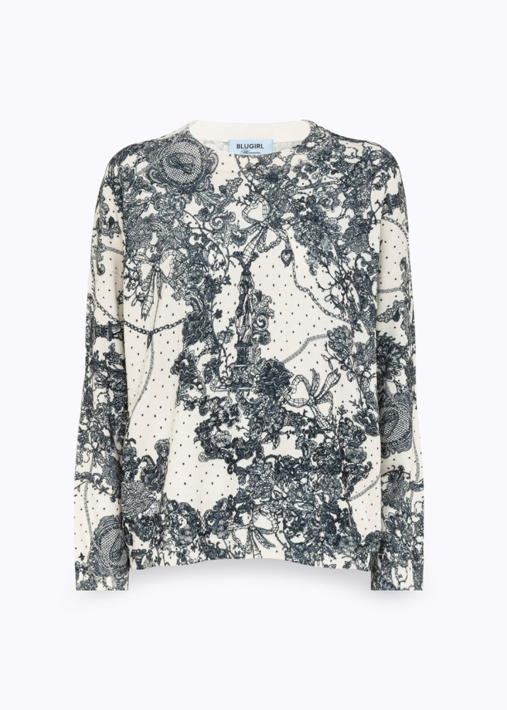 MAGLIA IN VISCOSA CON STAMPA PIZZO